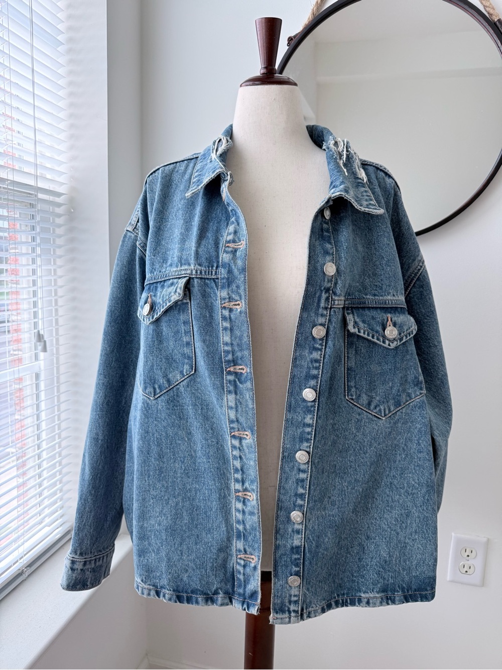 Oversized Blue Denim Shirt- Jacket/Shacket - Picture 3 of 10